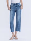 Well Made High Rise Frayed Hem Crop Jeans