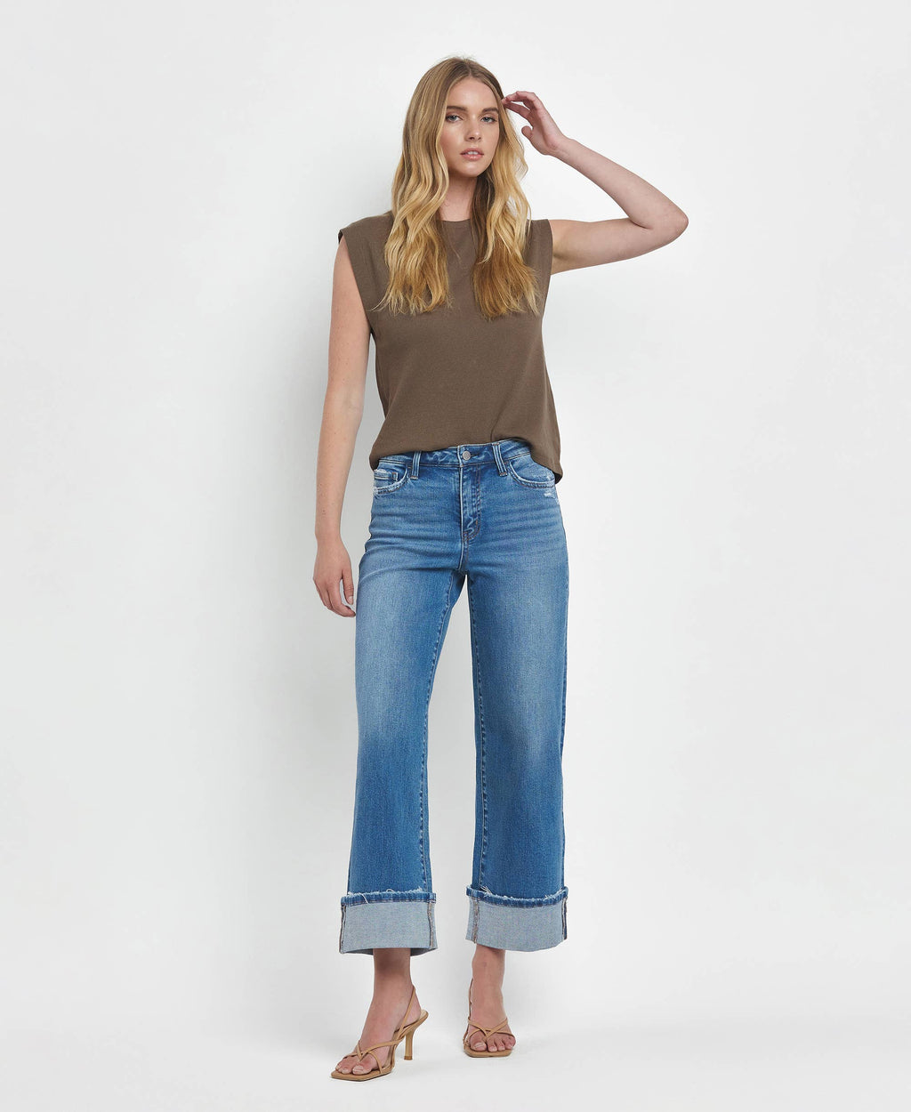 Moorland High Rise Medium Wash Cuffed Jeans