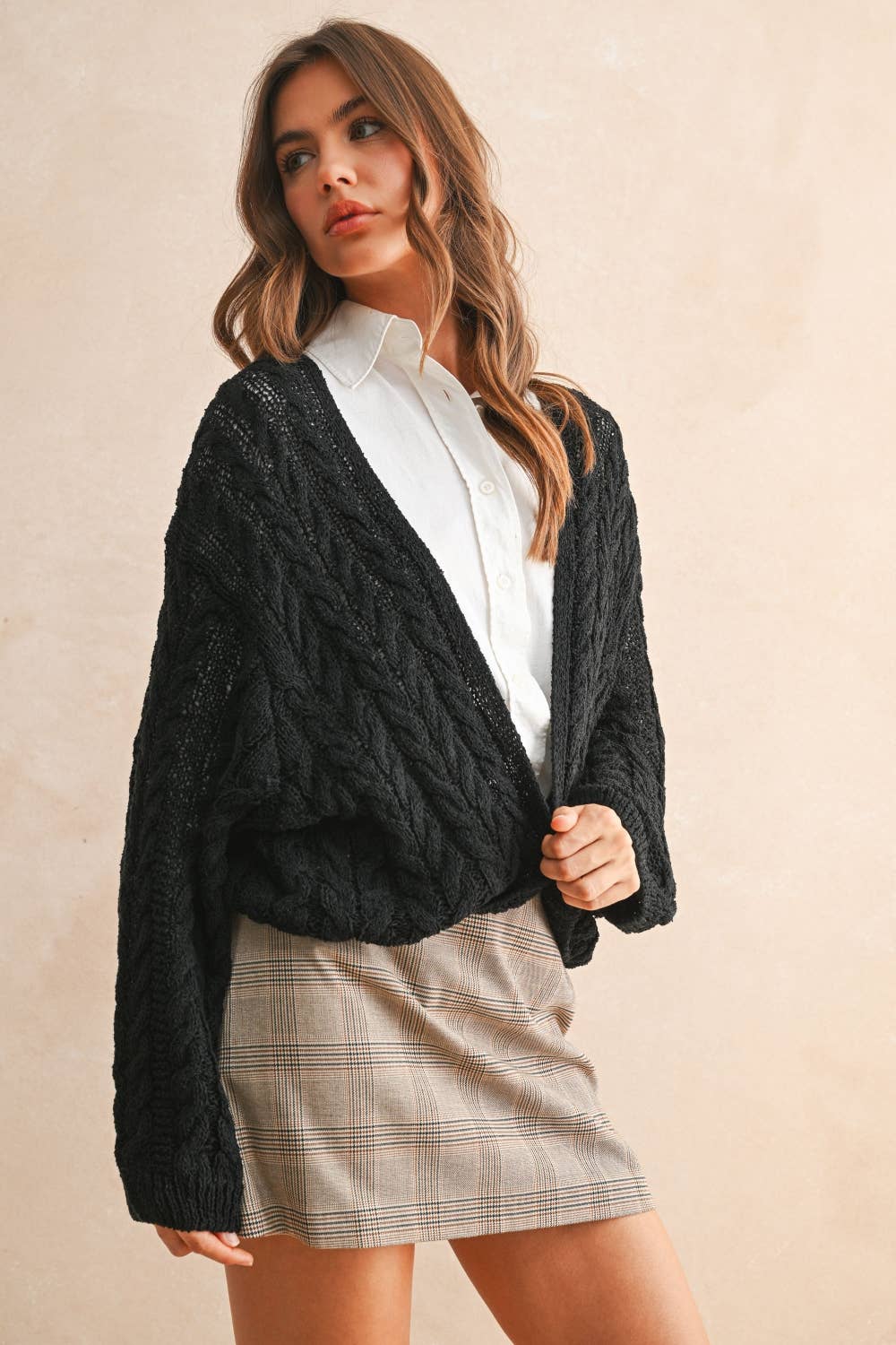 The Shannon Lightweight Cable Knitted Cardigan