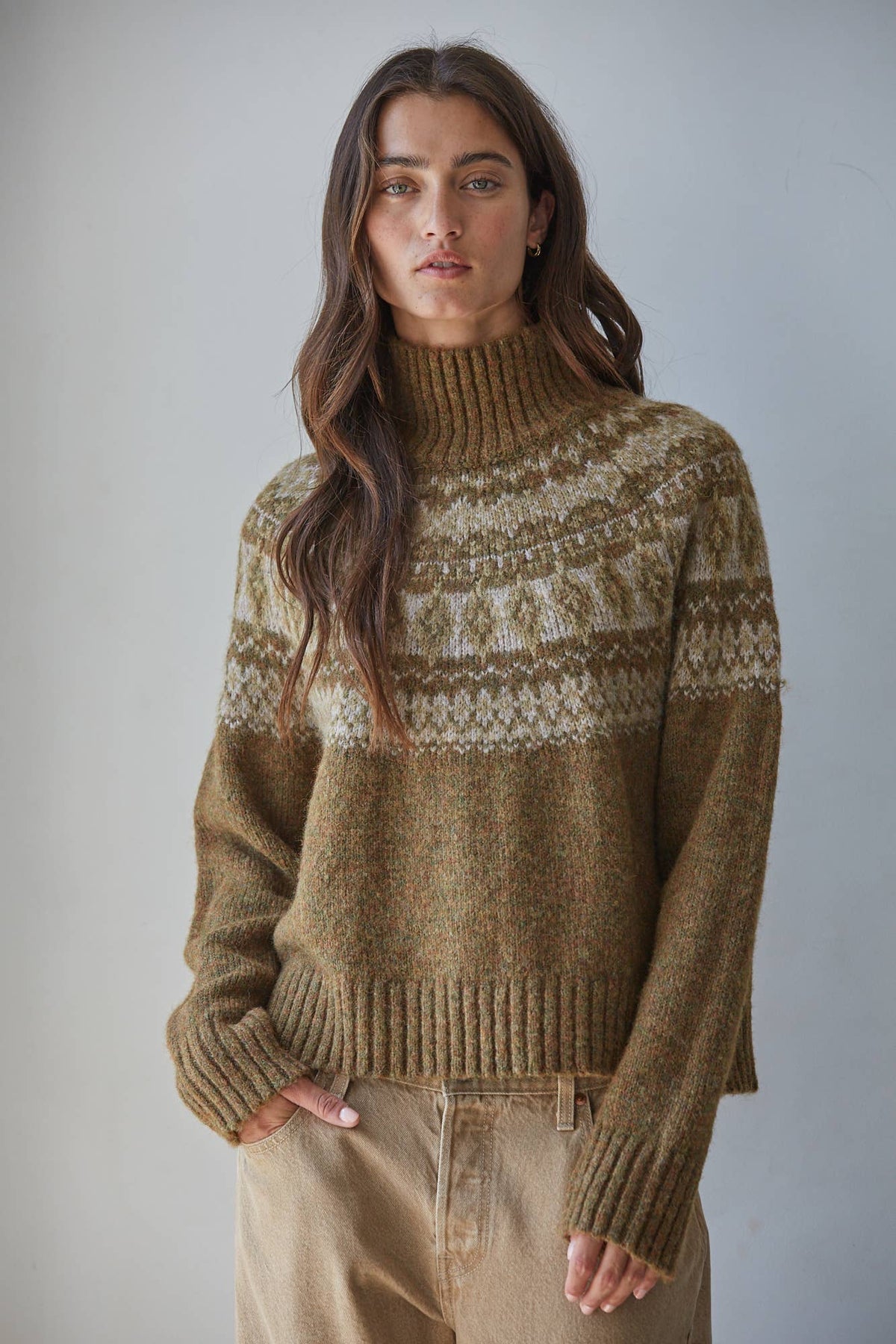 The Ingrid Fair Isle Mock Neck Sweater
