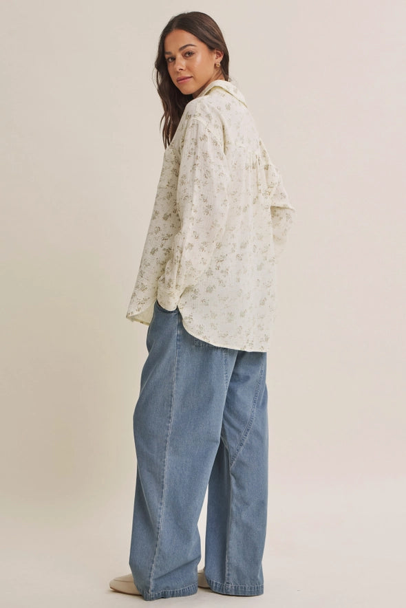 The Stella Floral Print Cotton Gauze Top