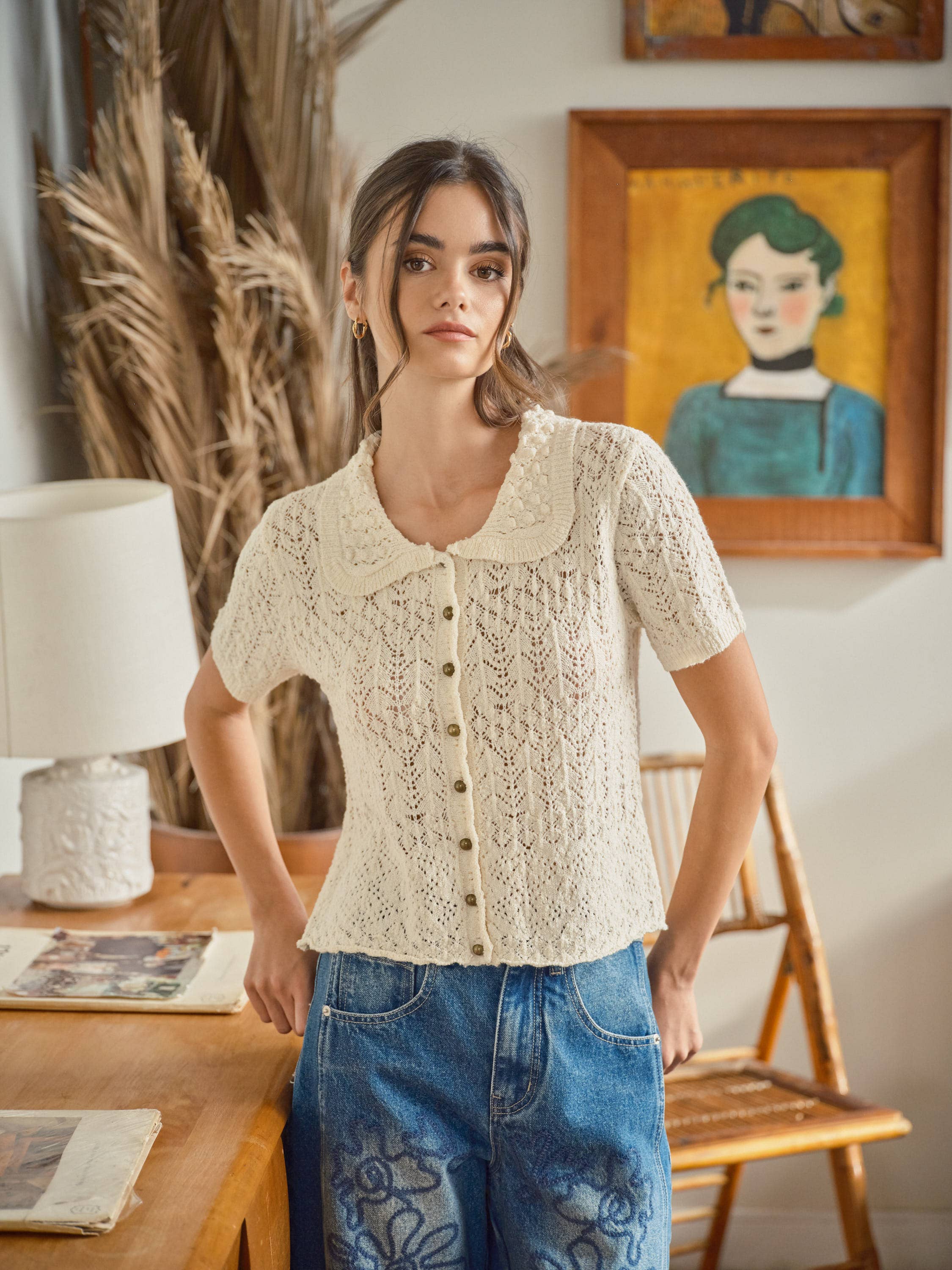 The Kaia Collared Short Sleeve Cardigan