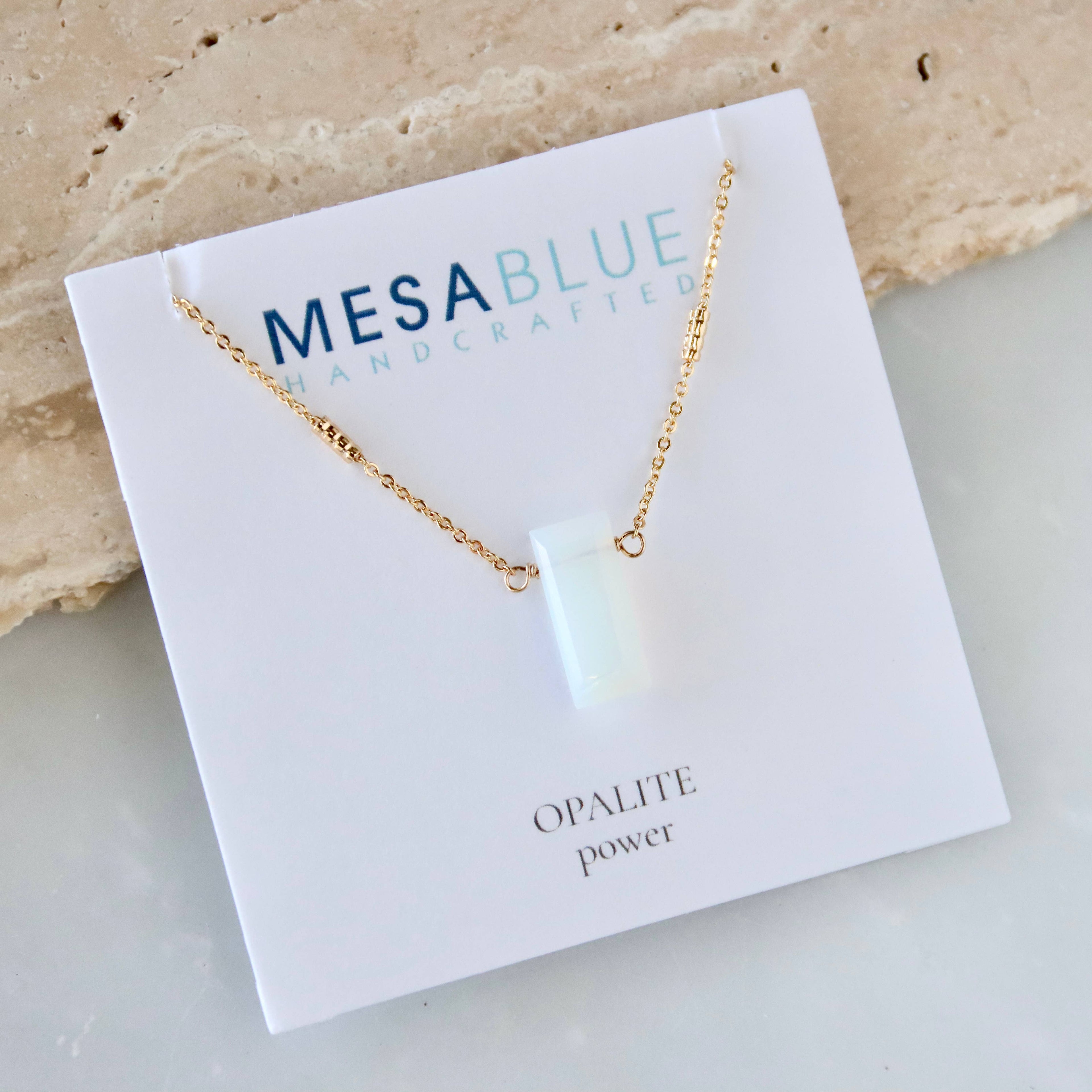 Amethyst or Opalite Rectangle Necklace 