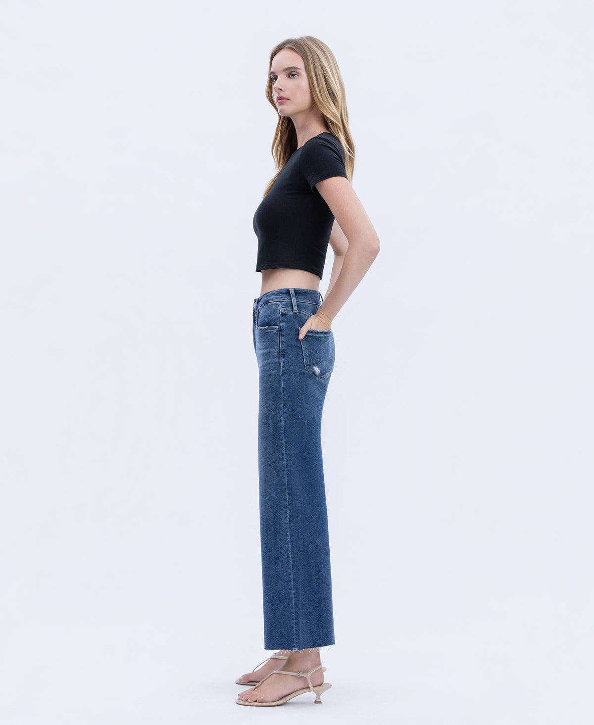 Interlude High Rise Raw Hem Wide Leg
