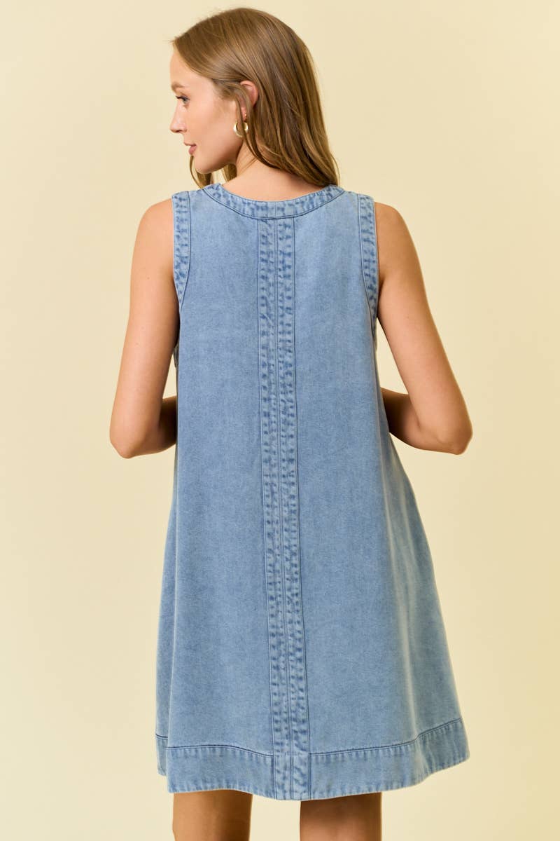The Carissa Denim Sleeveless Dress