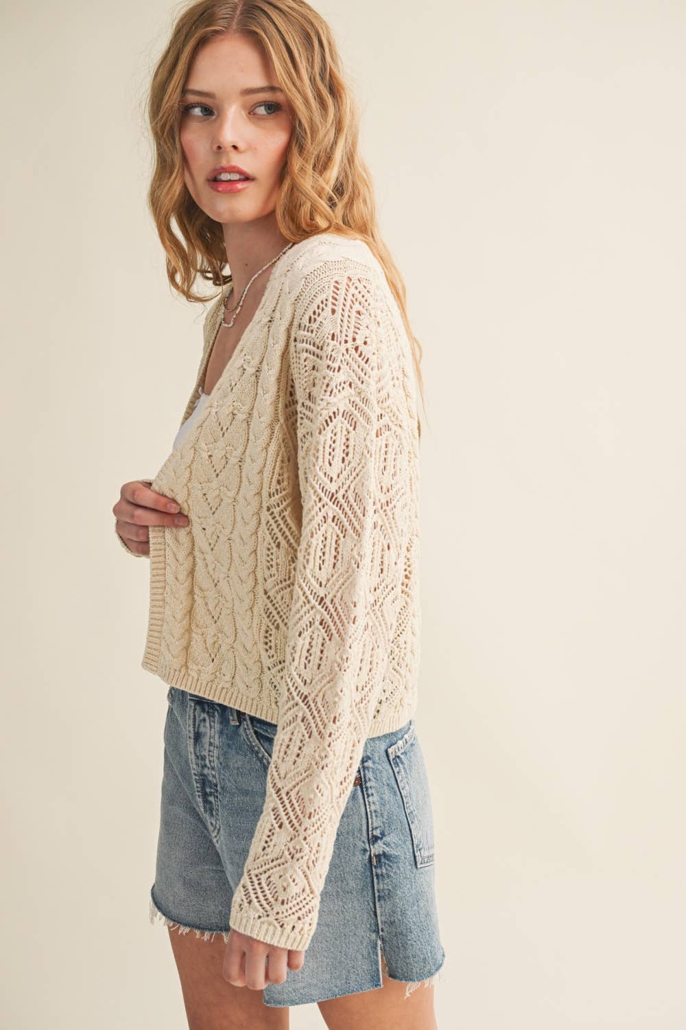 The Phoebe Lightweight Cable Knit Cadigan