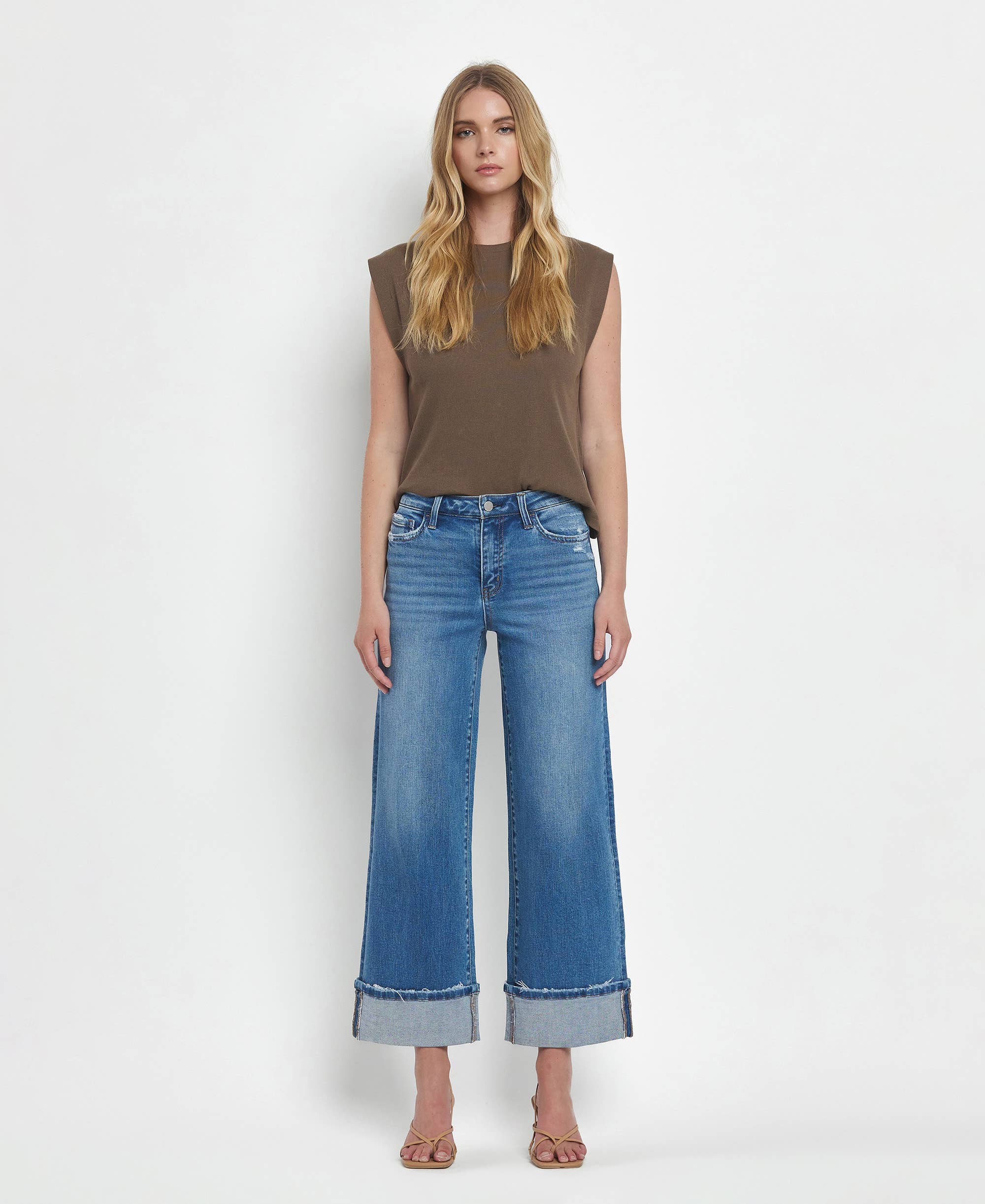 Moorland High Rise Medium Wash Cuffed Jeans