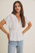 The June Swiss Dot Lace Peplum Blouse
