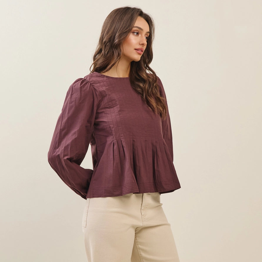 The Eliza Volume Sleeve Swing Top