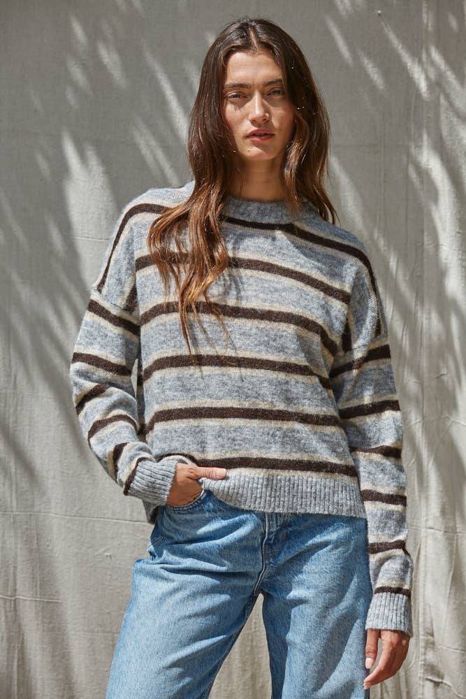 The Opal Multi Striped Crew Neck Sweater
