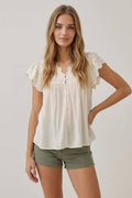 The Andrea Embroidery Scalloped Detail Top