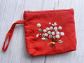 Flower Embroidered Cosmetics Bag