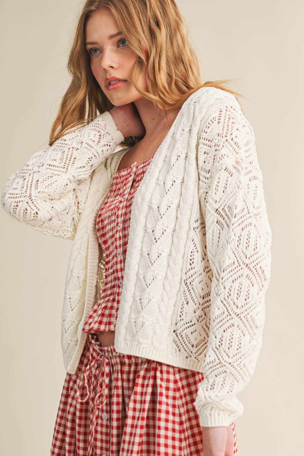 The Phoebe Lightweight Cable Knit Cadigan