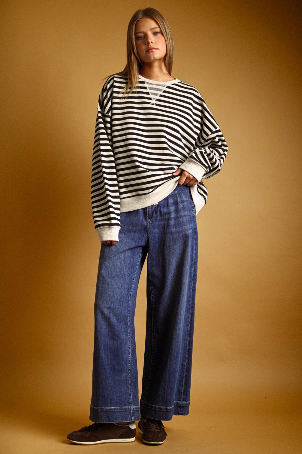 The Serena Striped Long Sleeve Sweatshirt