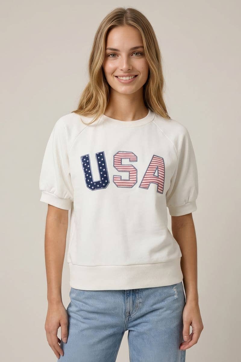 The Patti USA Embroidered SS Sweatshirt