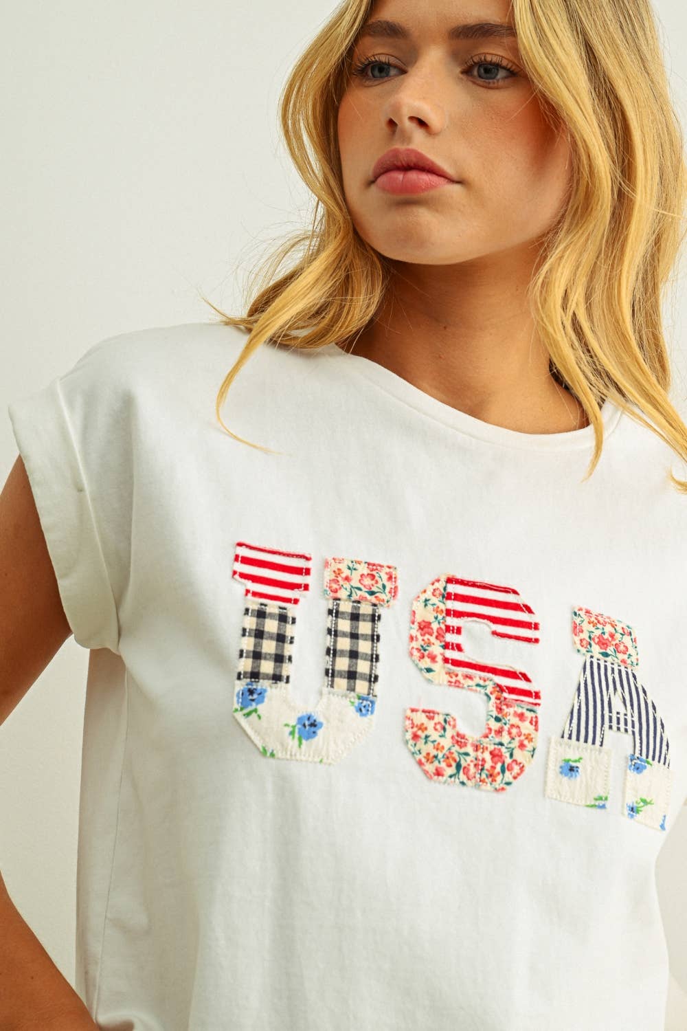 The Frances USA Floral Patchwork Tee