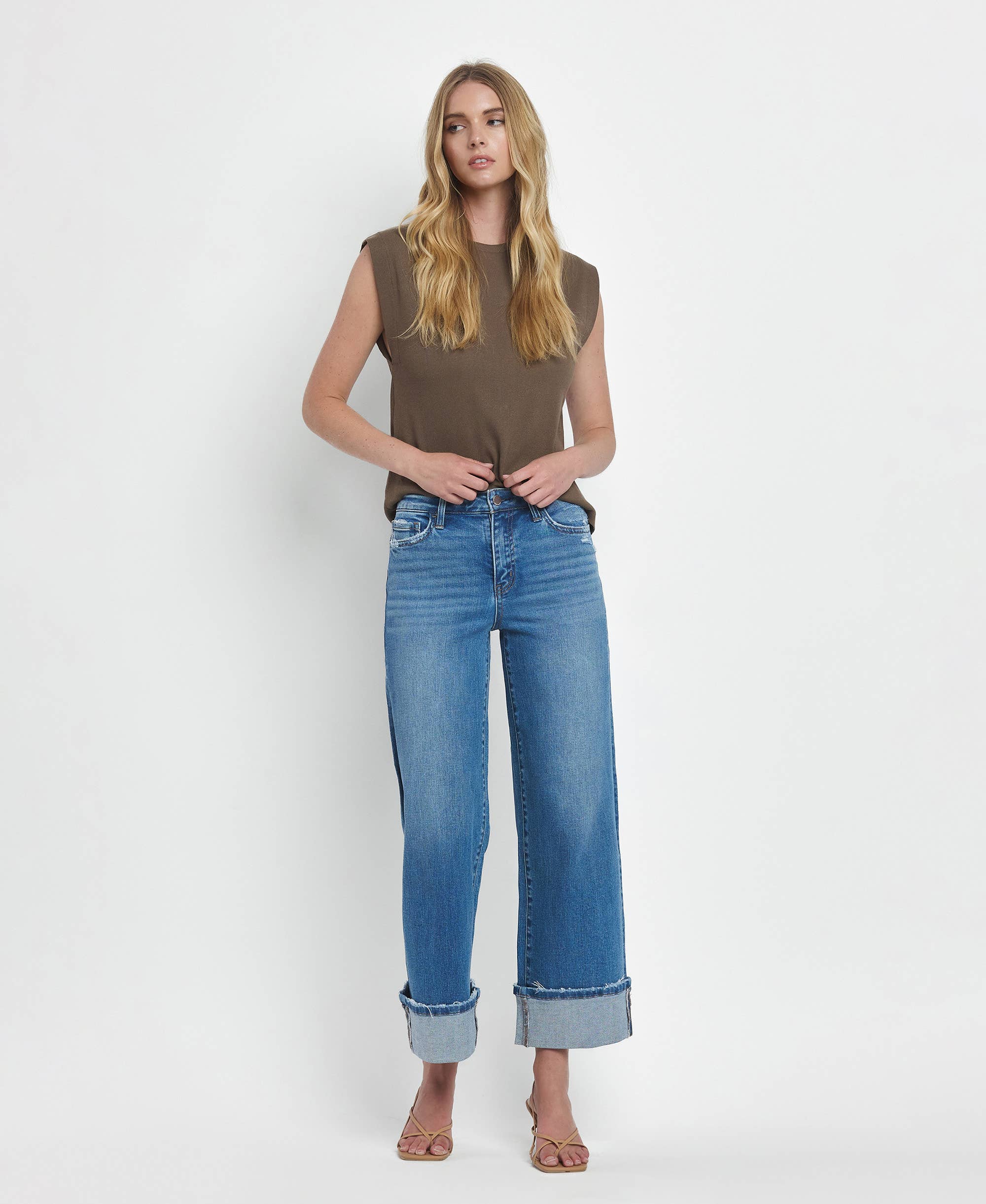 Moorland High Rise Medium Wash Cuffed Jeans