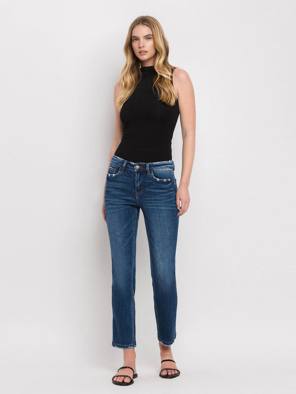 Wax Plant Mid Rise Ankle Straight Jeans