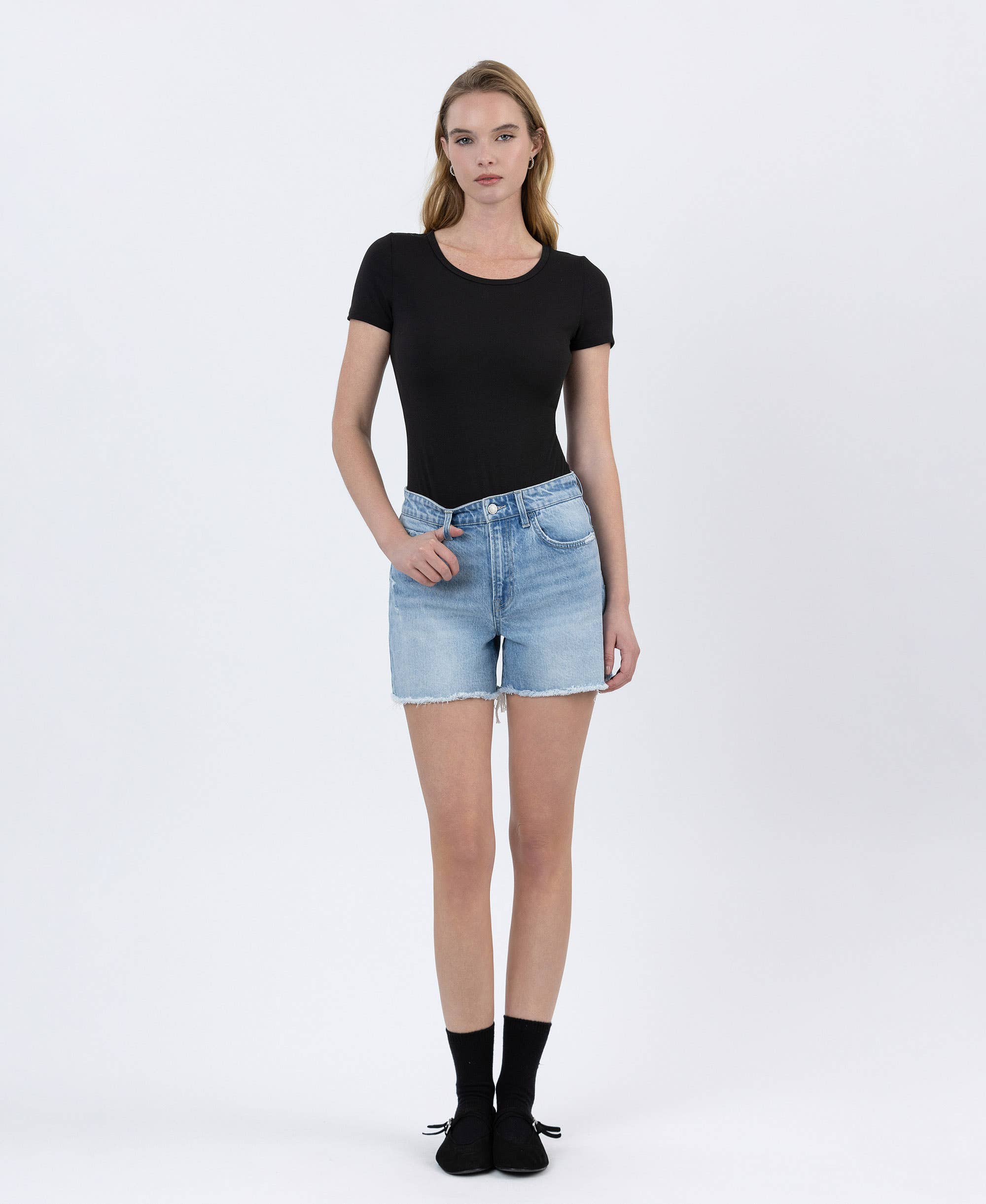 High Rise Boyfriend Denim Shorts