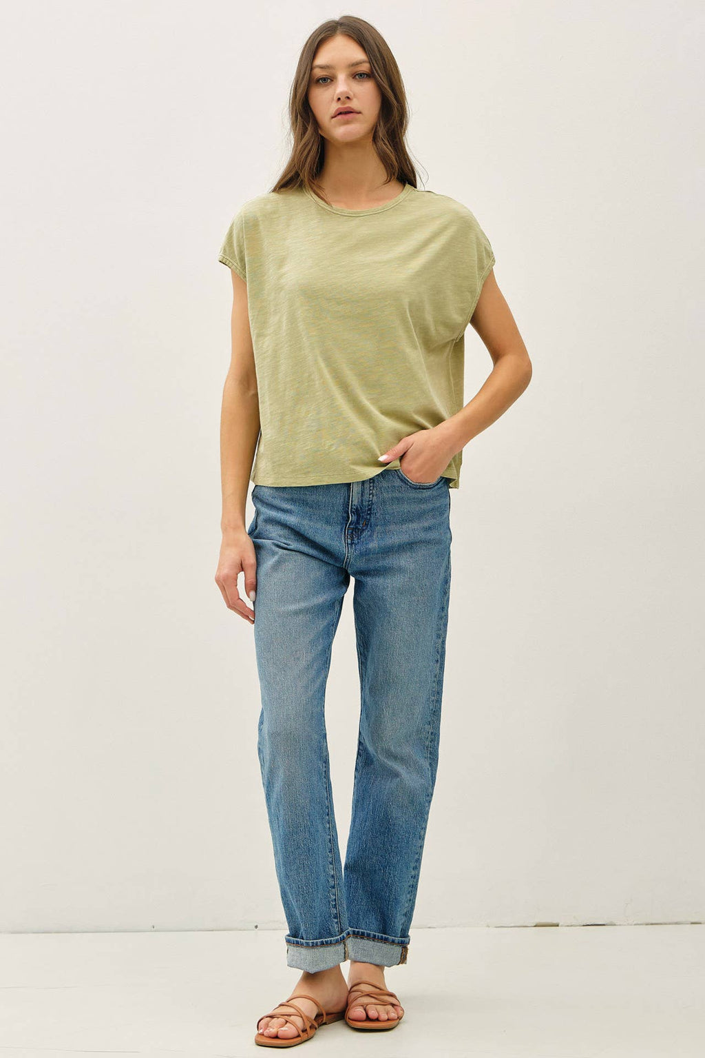The Daisy Cotton Slub Cap Sleeve Tee
