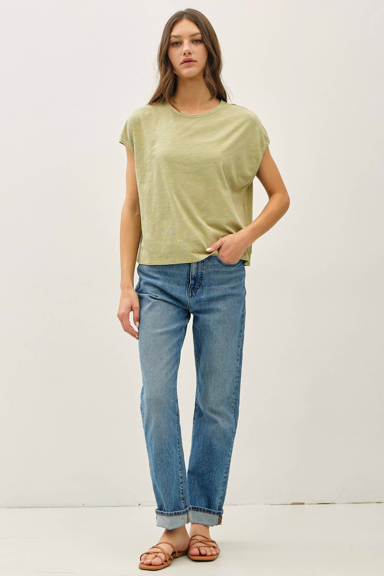 The Daisy Cotton Slub Cap Sleeve Tee