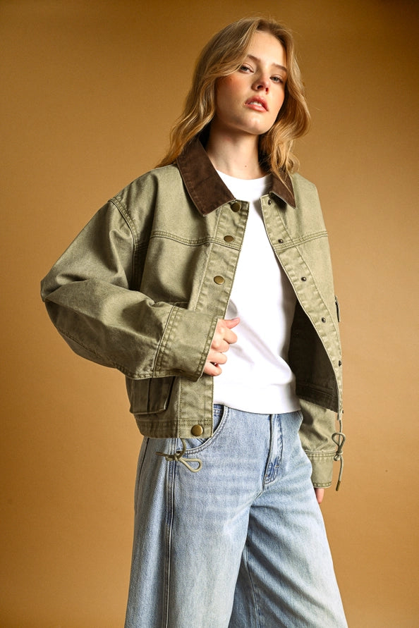 The Piper Contrasted Collar Utility Jacket