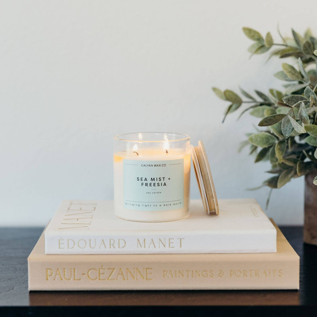 Sea Mist + Freesia - Clear Glass Tumbler Soy Candle