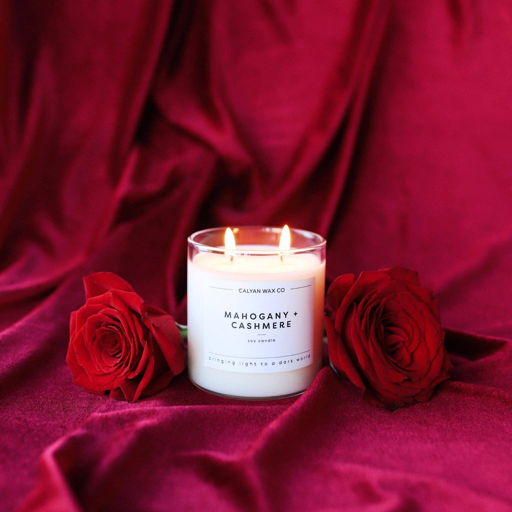 Mahogany + Cashmere - Glass Tumbler Soy Candle
