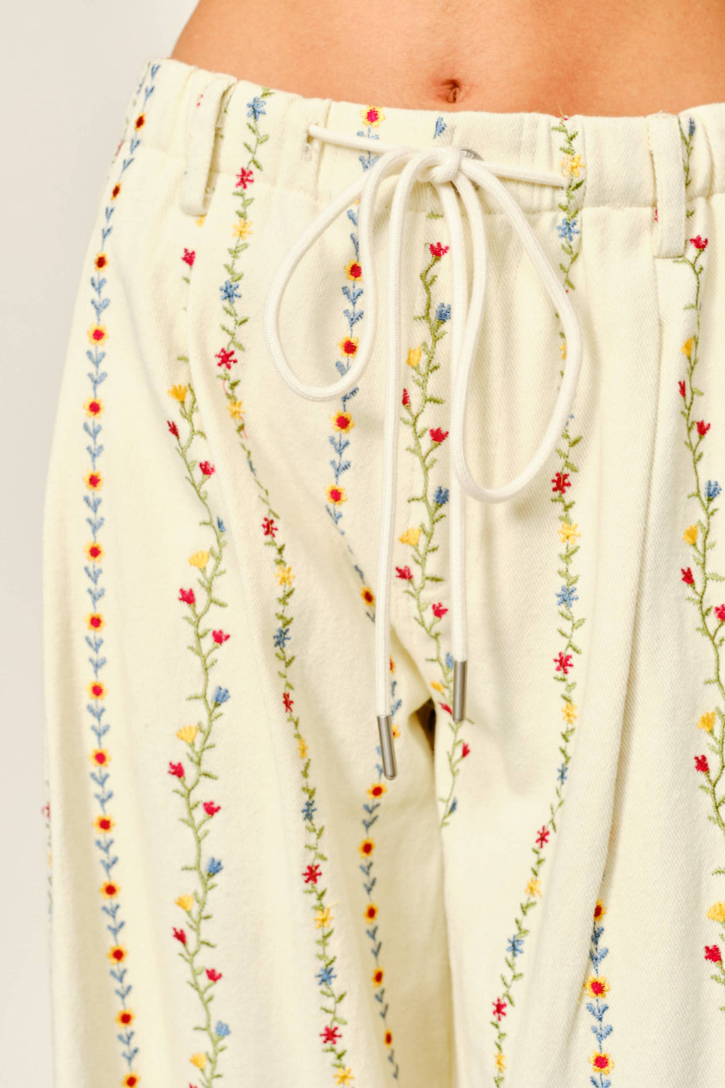 The Kehlani Flower Embroidered Wide Leg Pants