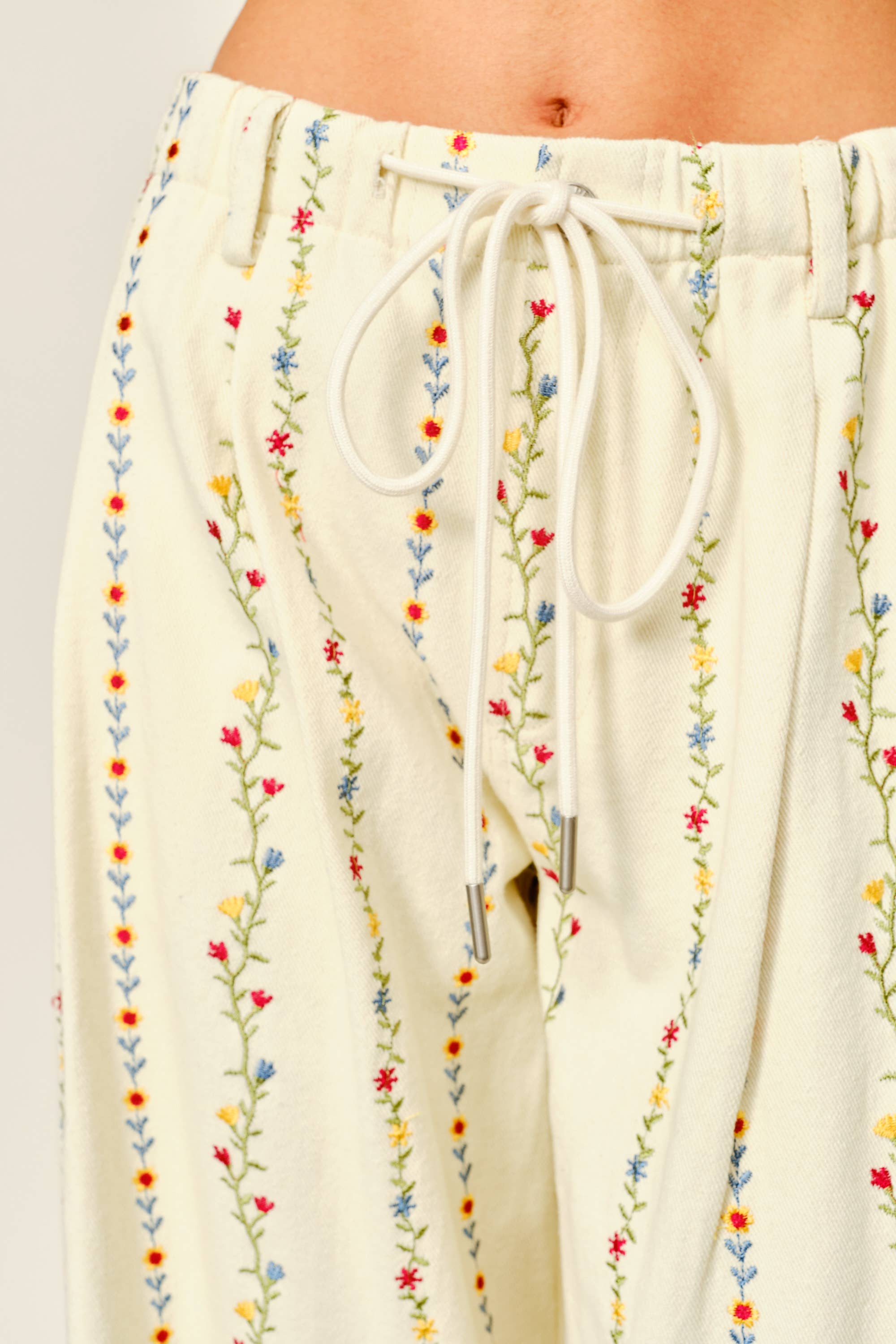 The Kehlani Flower Embroidered Wide Leg Pants