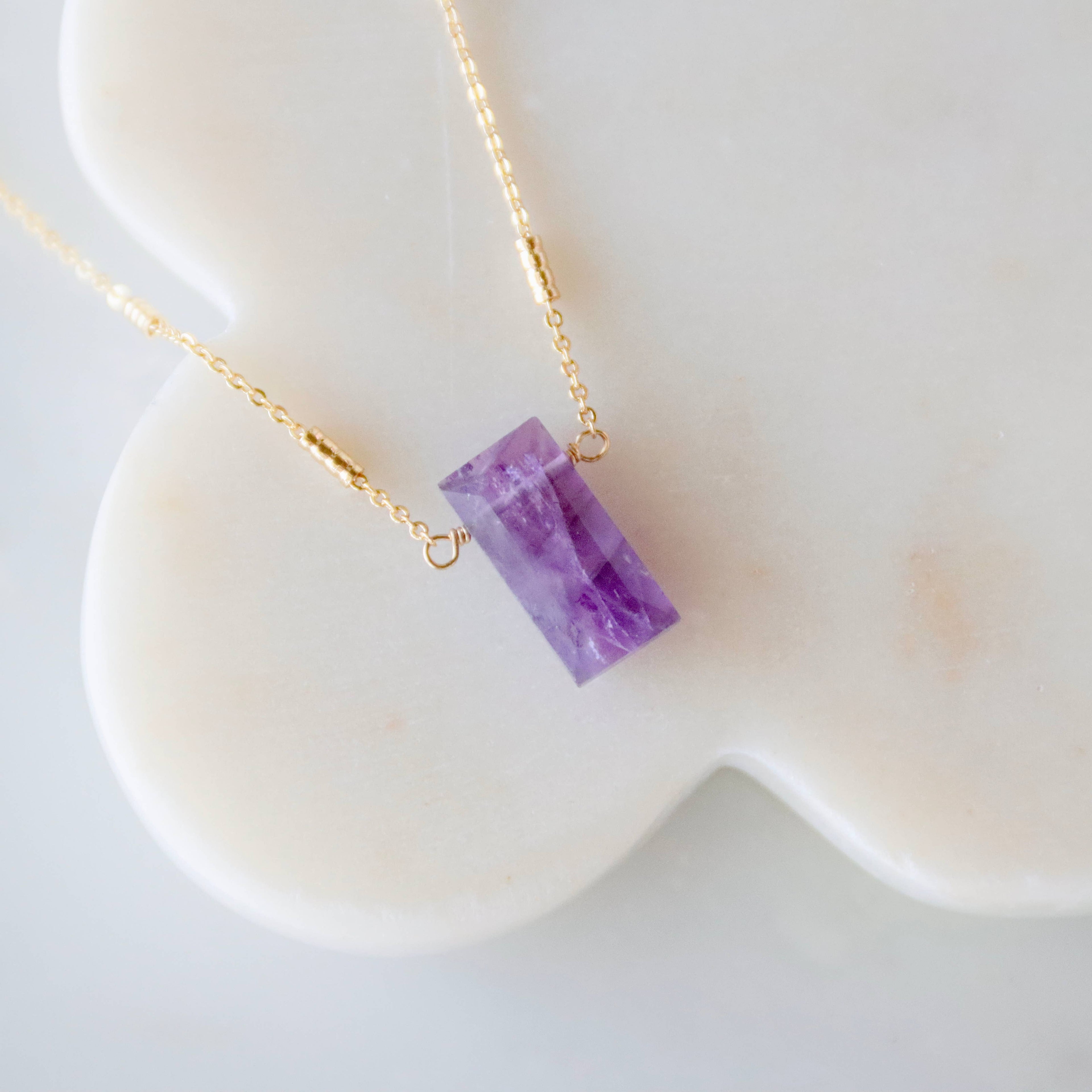 Amethyst or Opalite Rectangle Necklace 