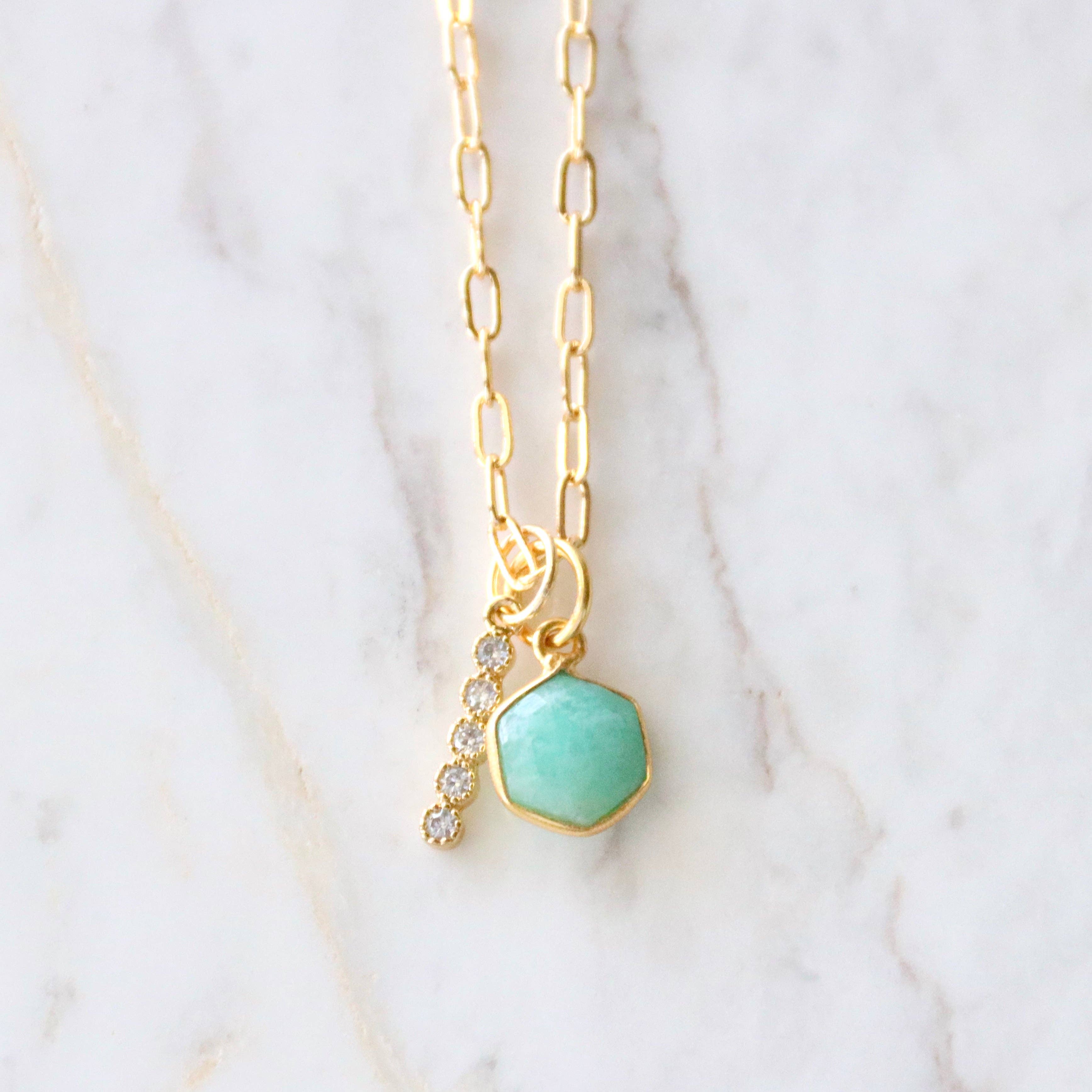 Oasis Stone Duo Drop Necklace