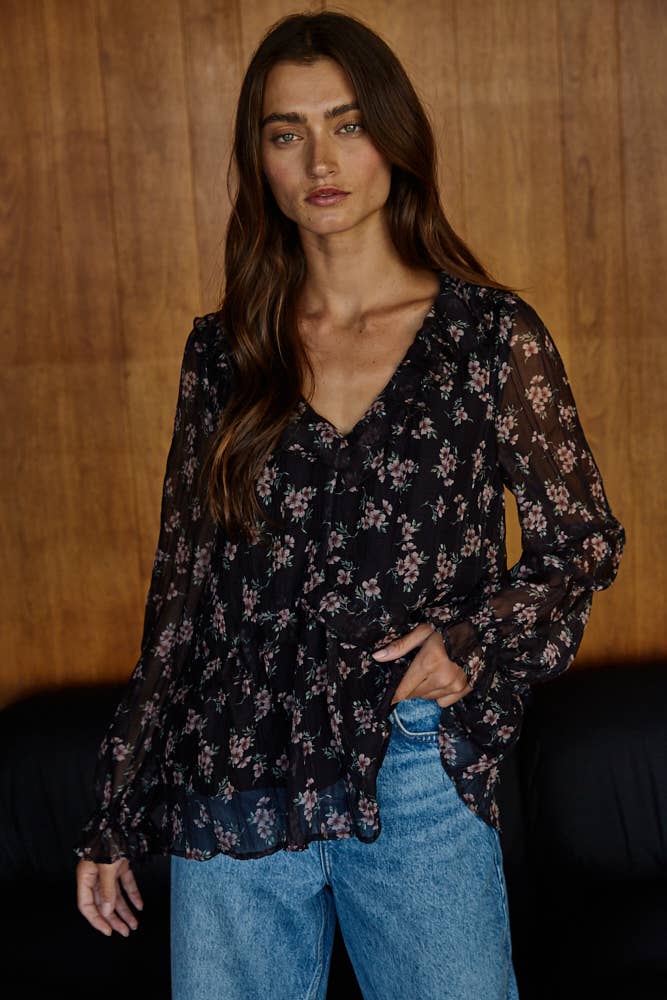 The Tessa Floral Print Ruffle Top