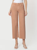 High Rise Mocha Crop Wide  Leg Jeans