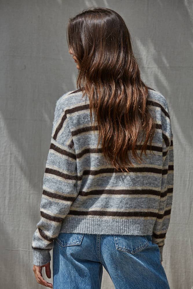 The Opal Multi Striped Crew Neck Sweater