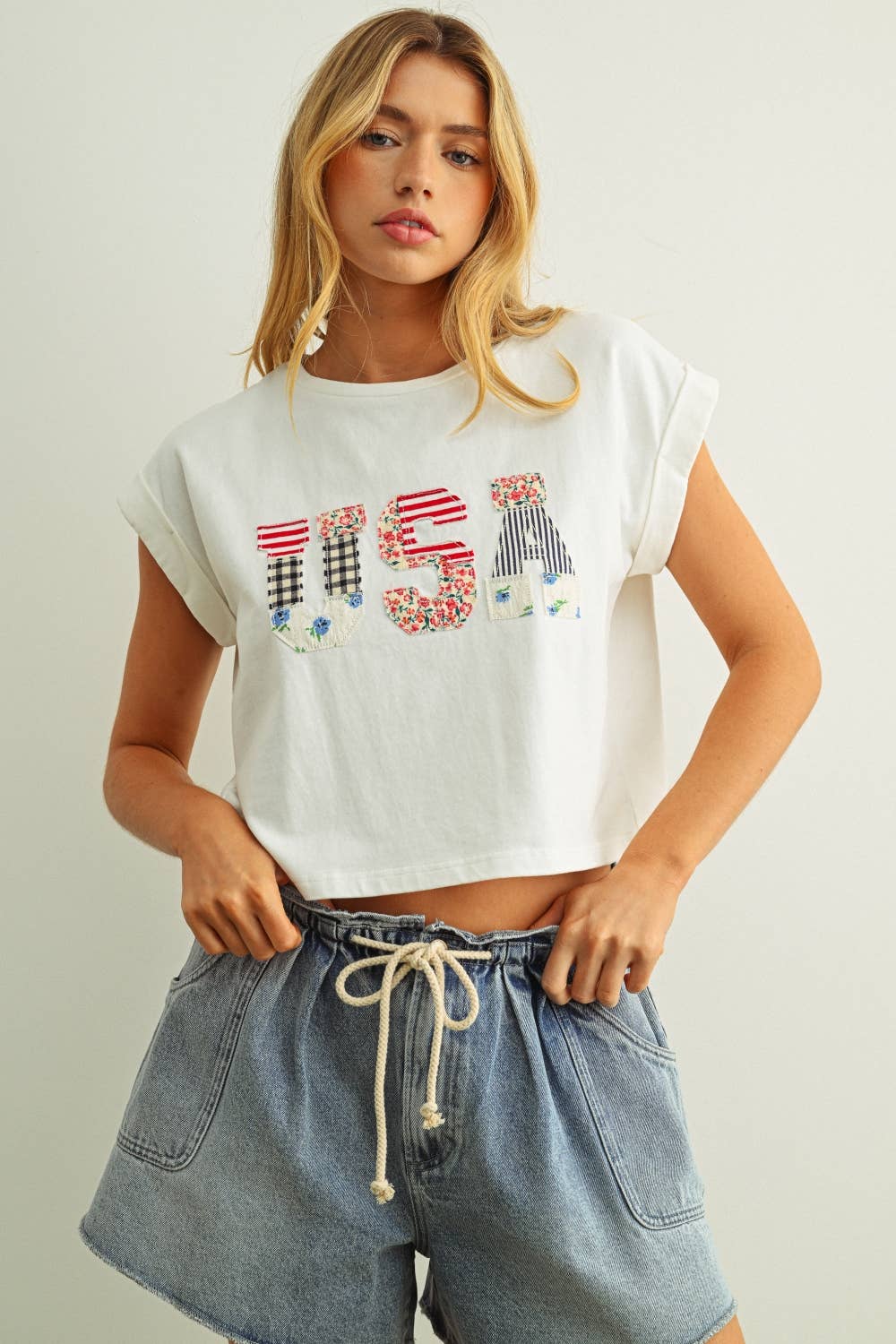 The Frances USA Floral Patchwork Tee