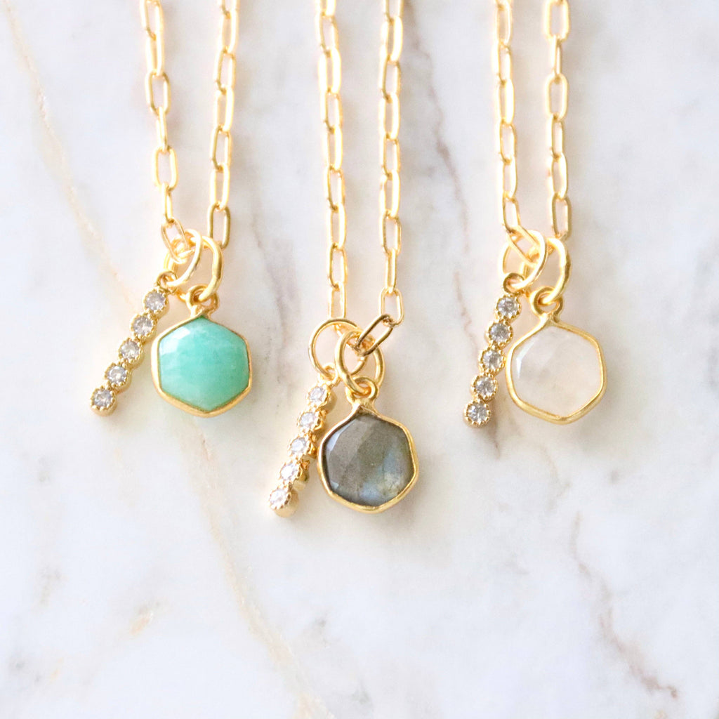 Oasis Stone Duo Drop Necklace