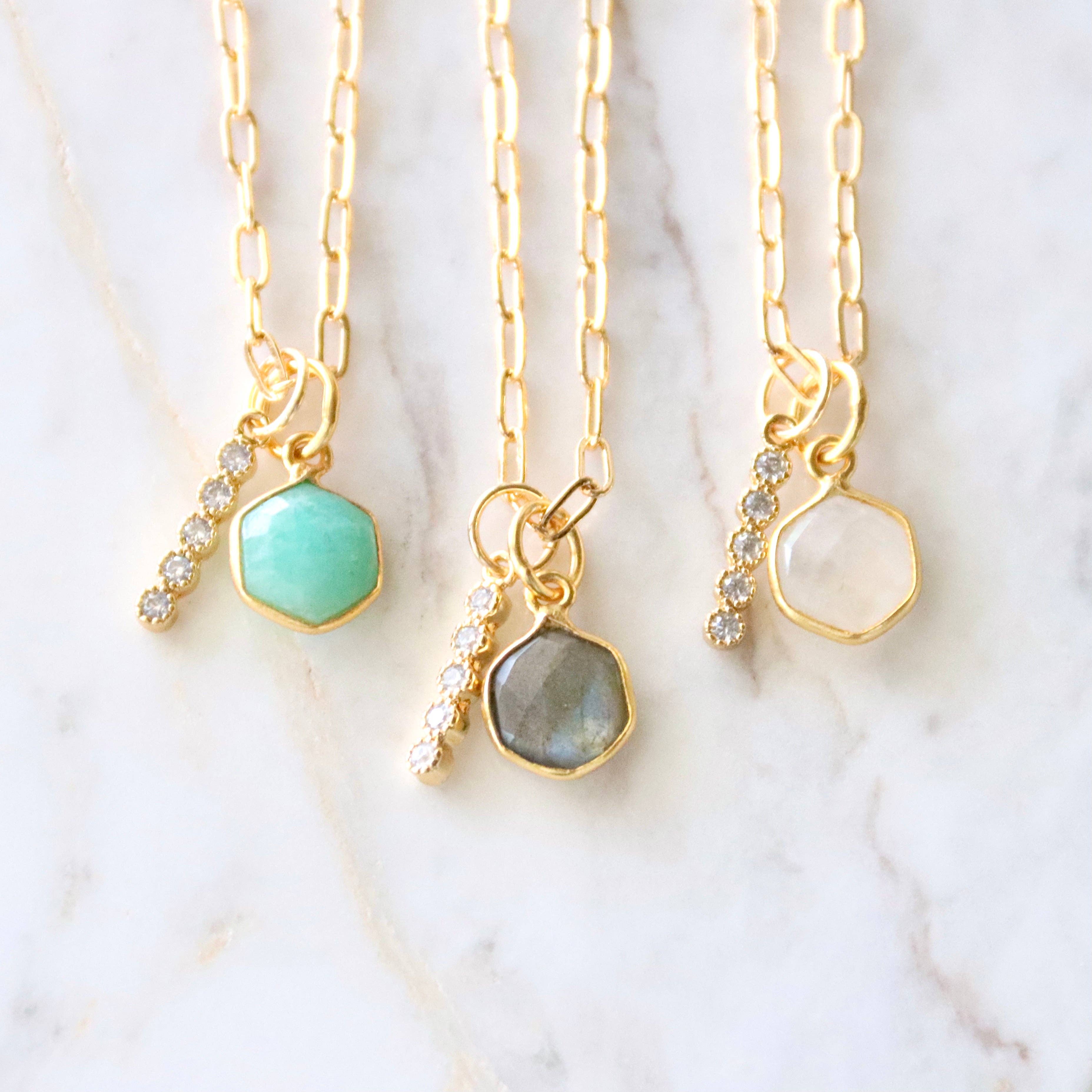 Oasis Stone Duo Drop Necklace