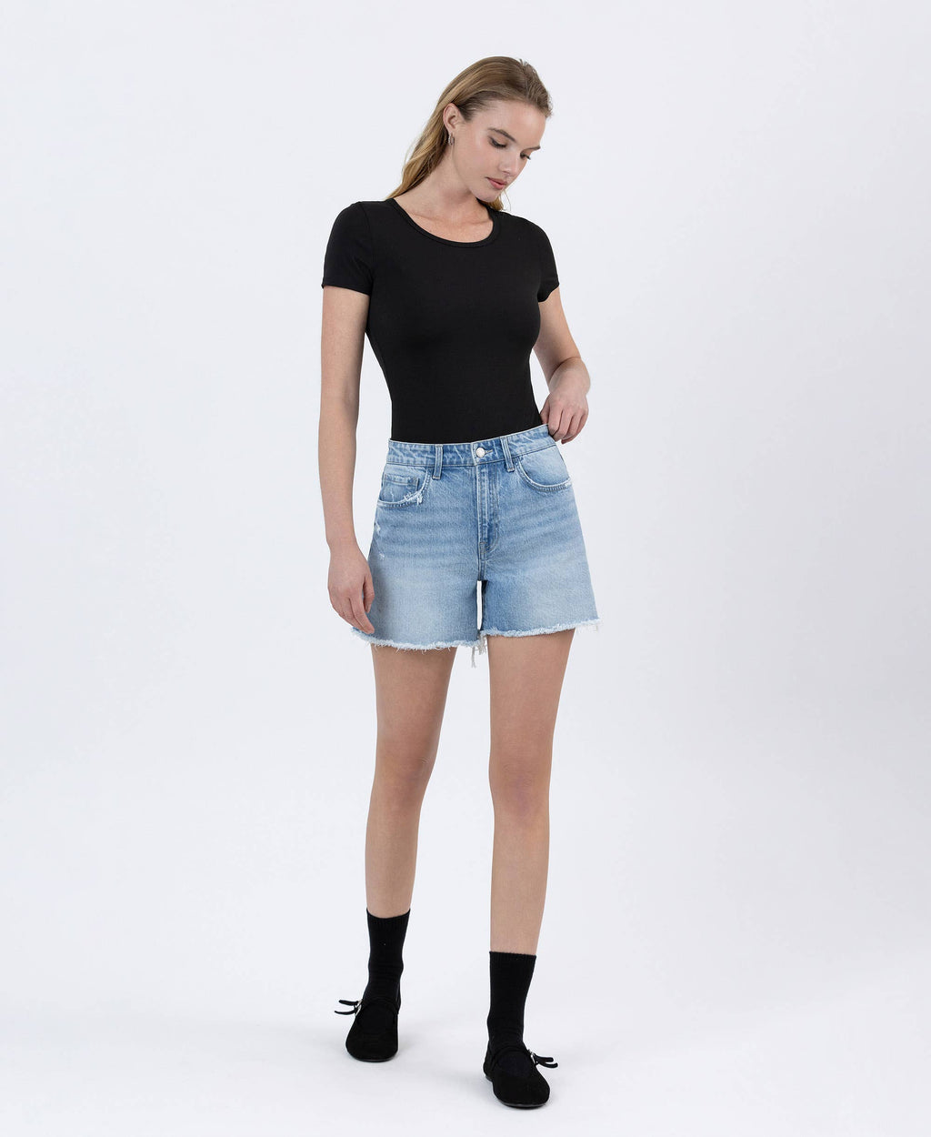 High Rise Boyfriend Denim Shorts