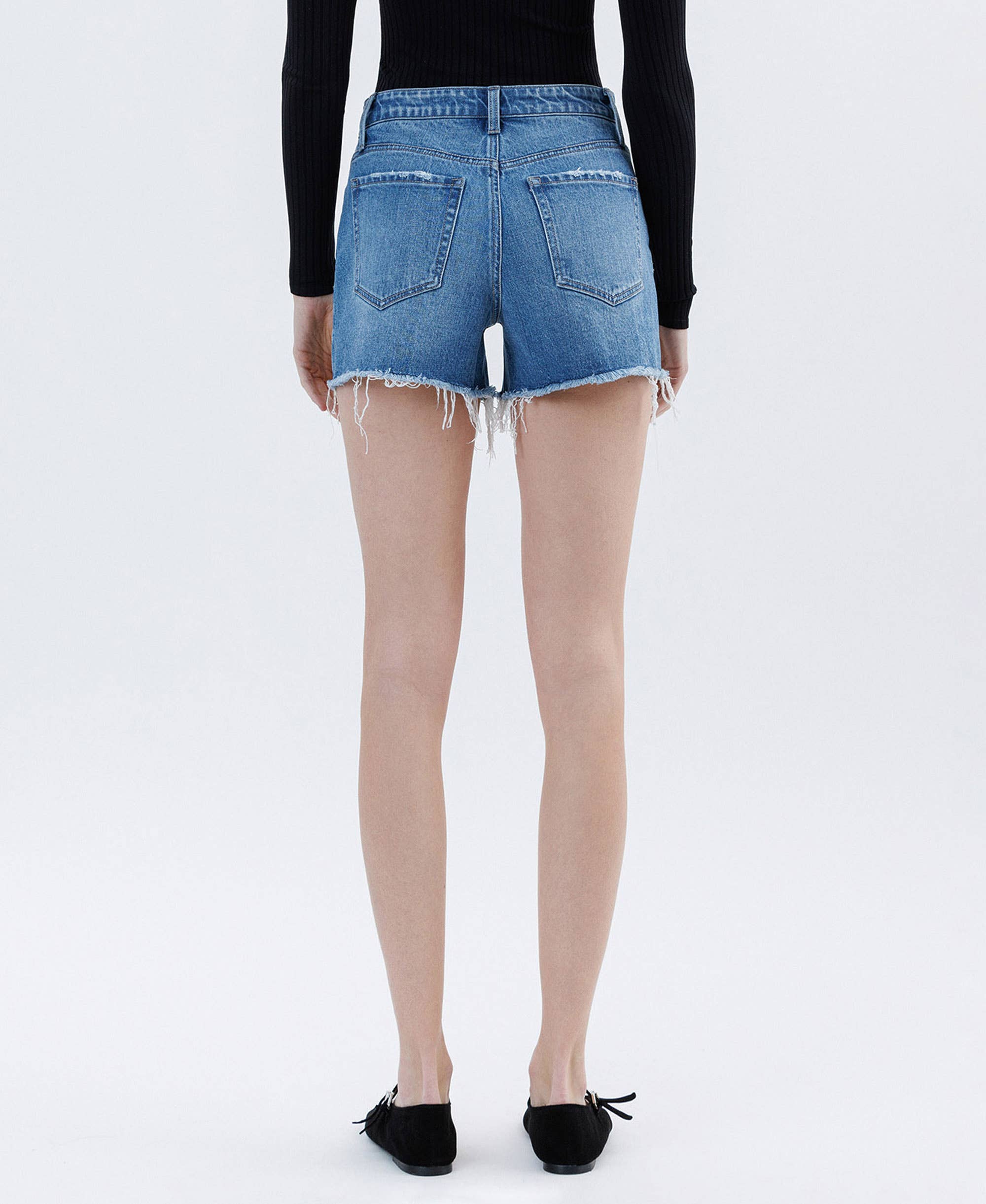High Rise Denim Shorts