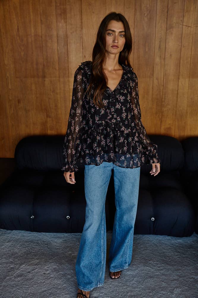 The Tessa Floral Print Ruffle Top