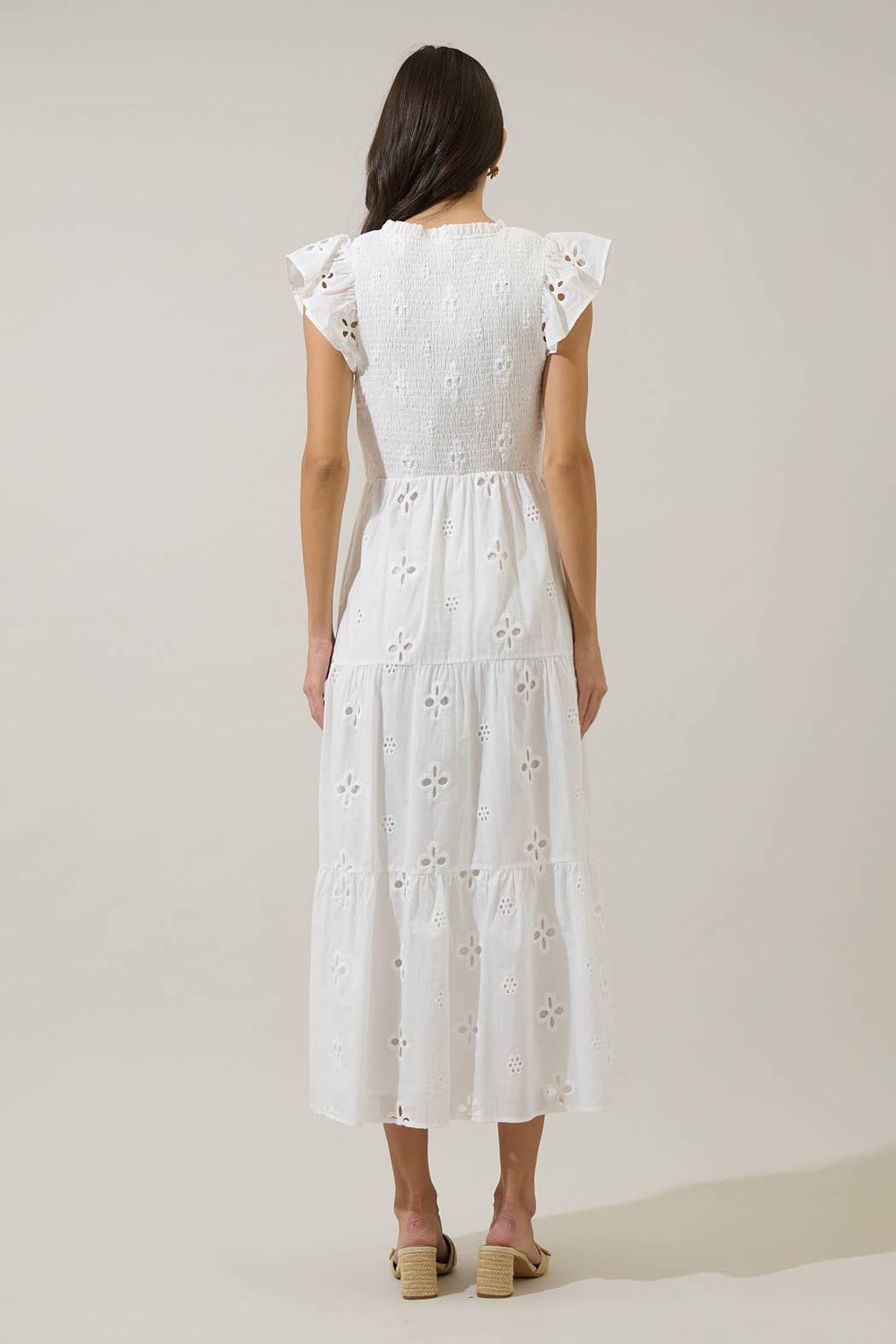 Kinna Eyelet Tiered Midi Dress