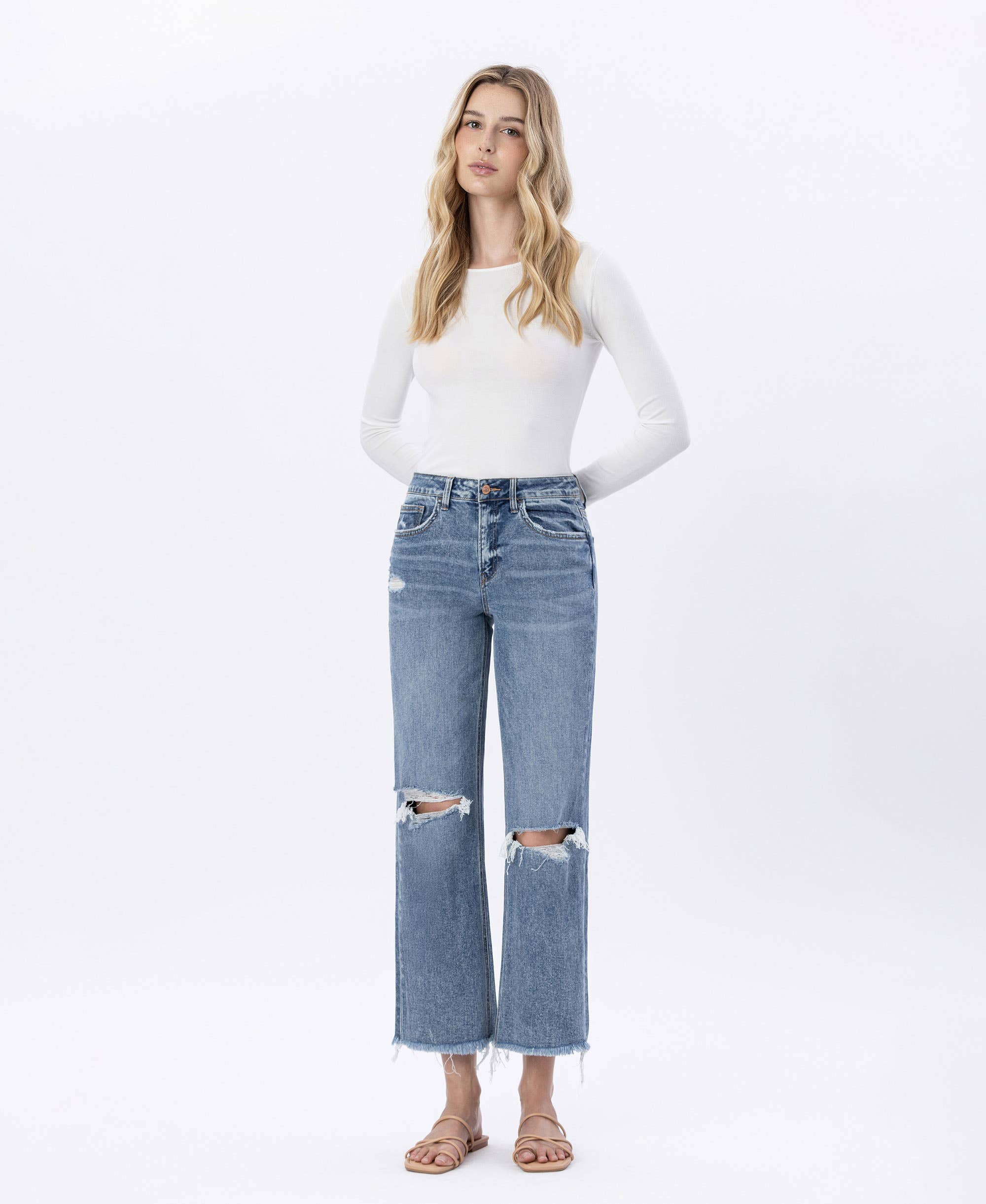 Punctual High Rise Distressed Dad Jeans