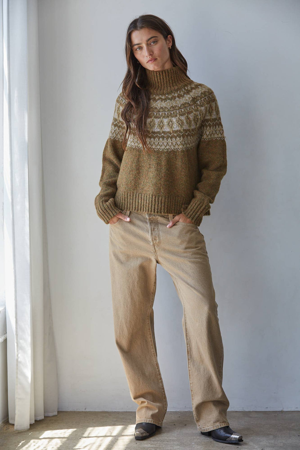 The Ingrid Fair Isle Mock Neck Sweater