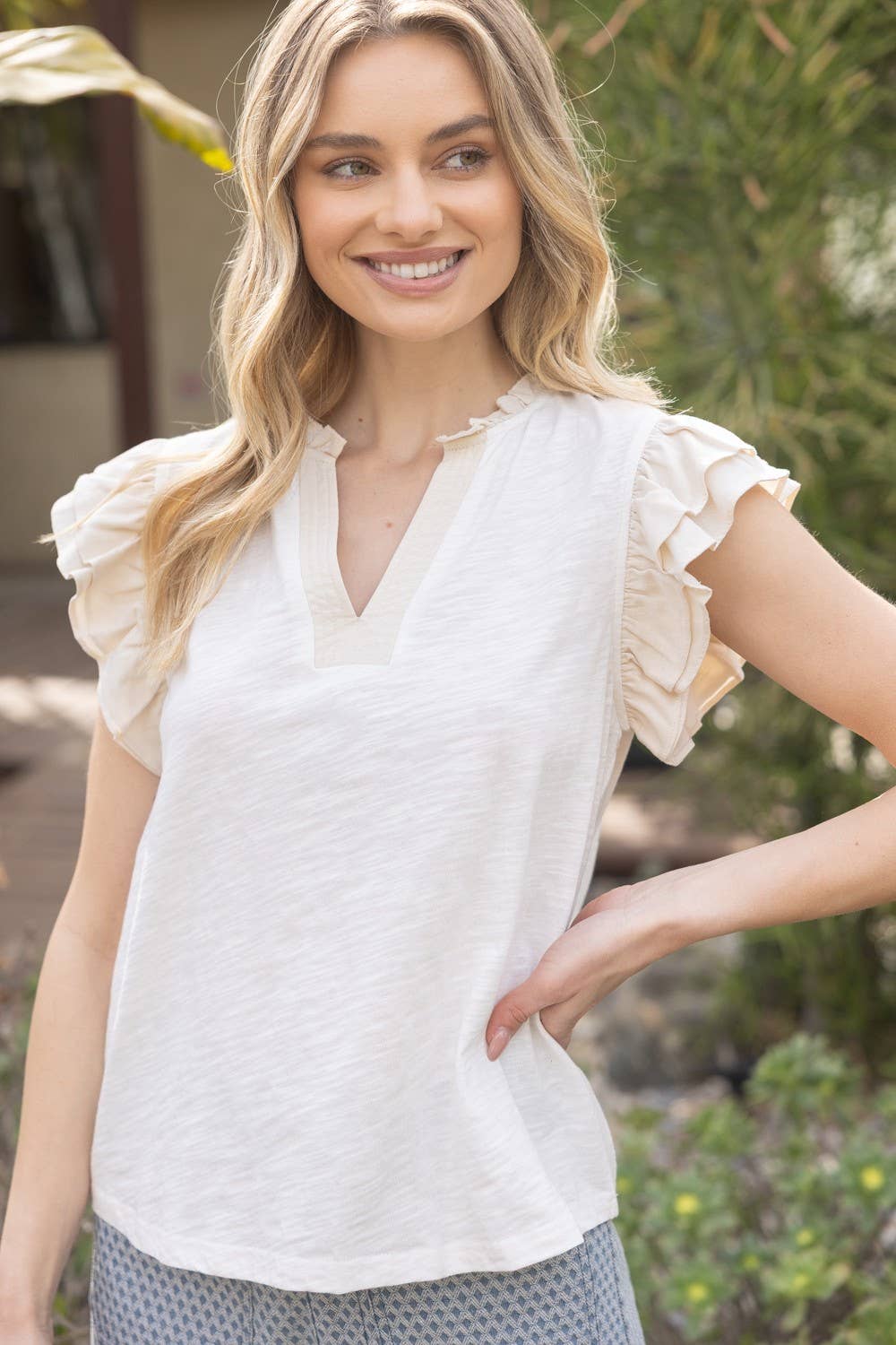 The Natalie Ruffle Sleeve Top