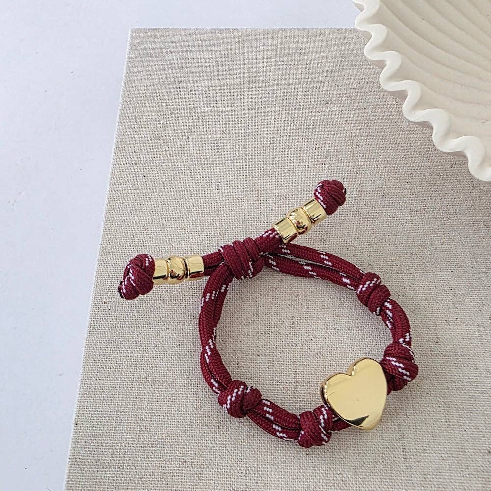 Knotty Cord Heart Bracelet - WATERPROOF