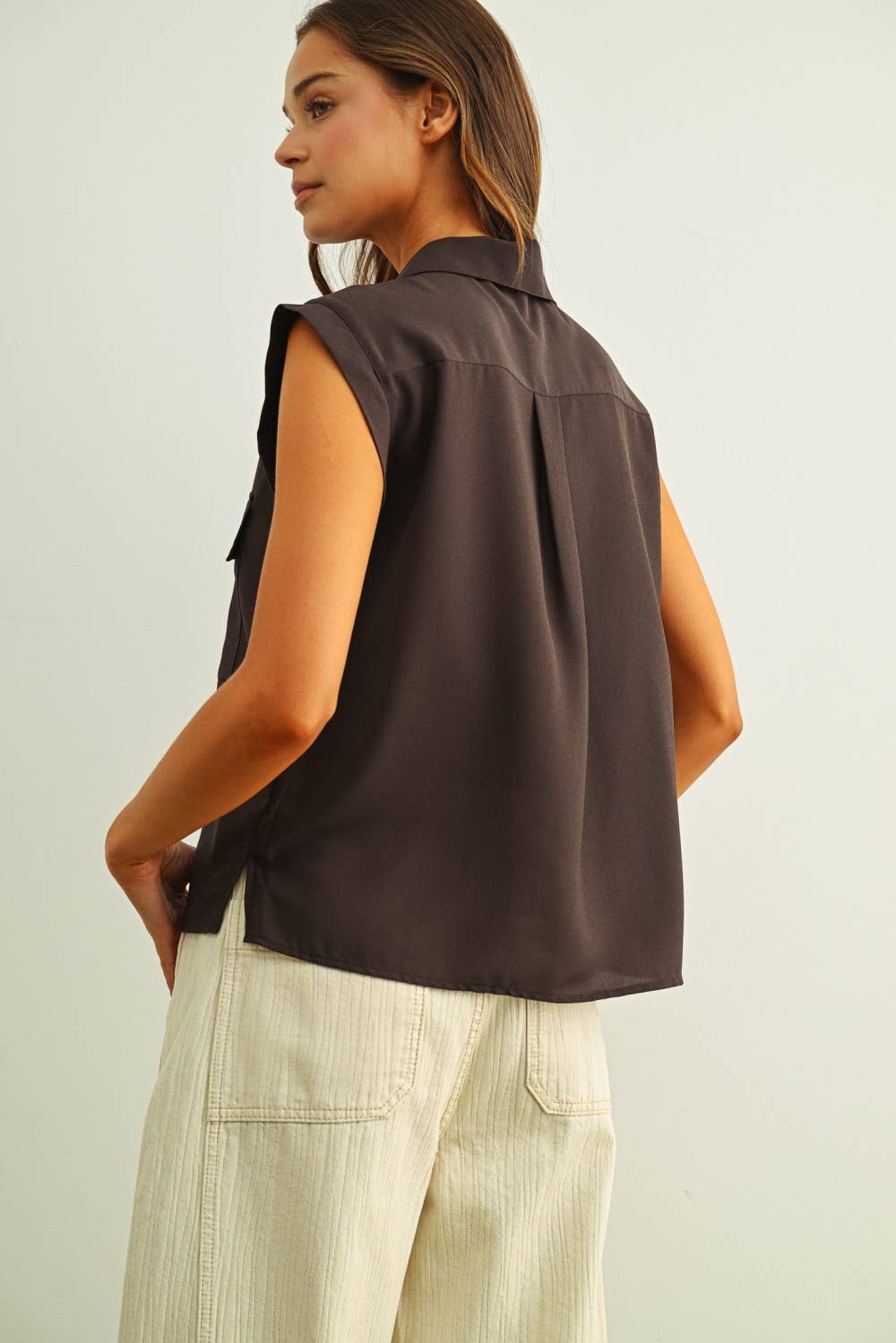 The Francesca Front Pocket Sleeveless Blouse