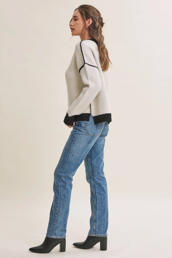 The Melinda Contrast Exposed Seam Sweater