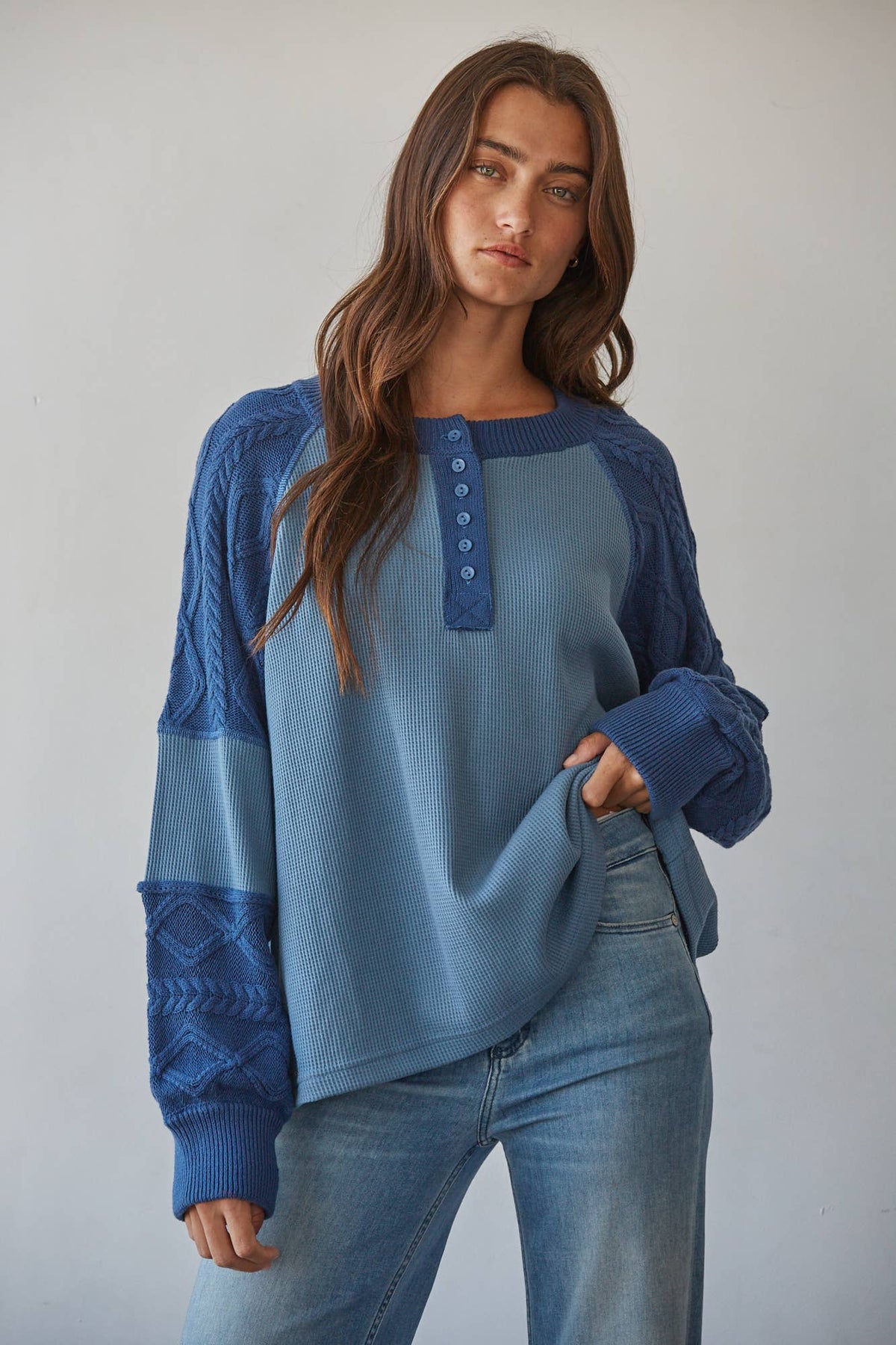 The Willow Waffle Half Button Up Pullover