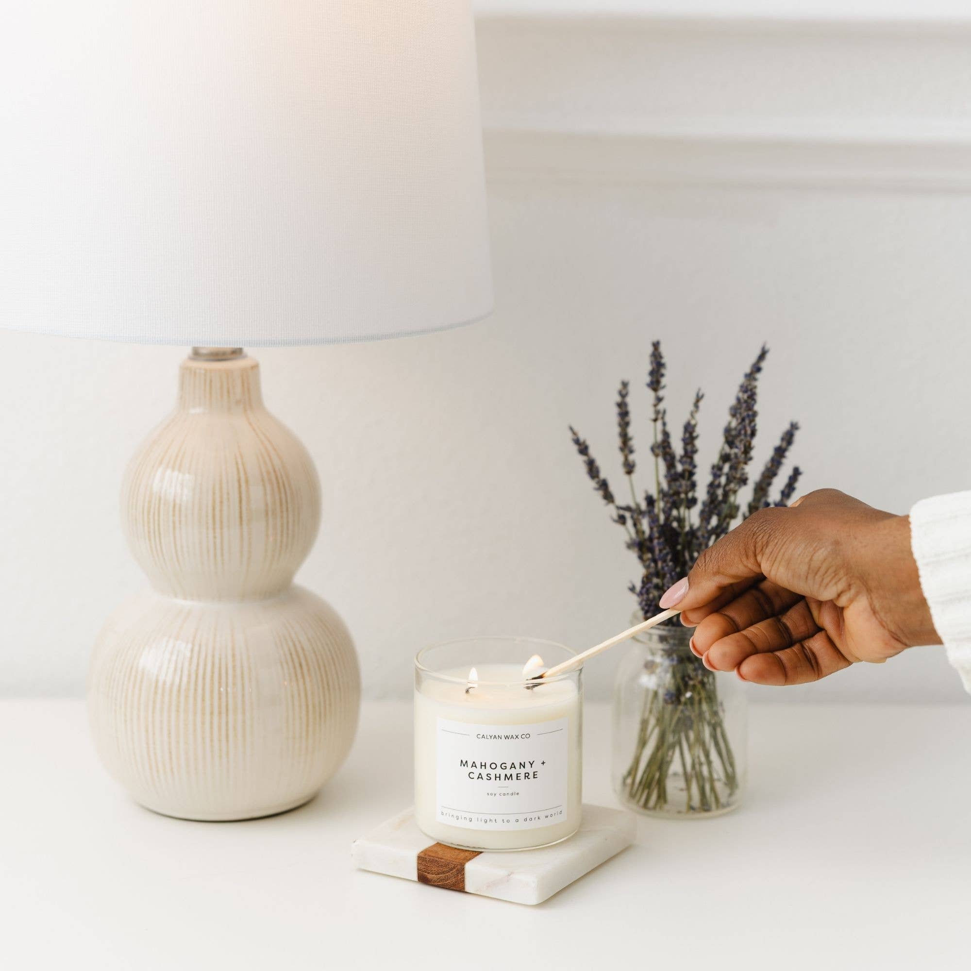 Mahogany + Cashmere - Glass Tumbler Soy Candle